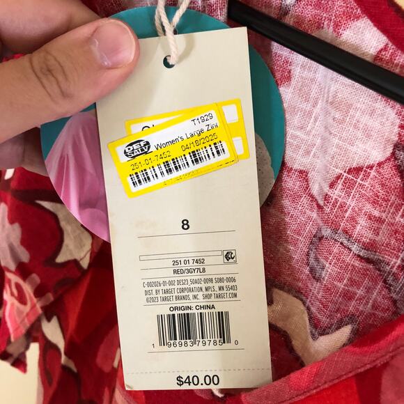 Rhode x Target NWT Women's Large Zinnia Floral Print Bell Sleeve Midi Dress 8 - Picture 7 of 13